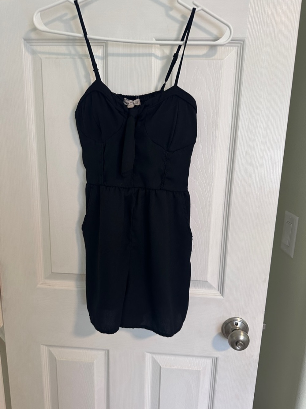 About A Girl Black Smocked Top with Lace Trim Romper